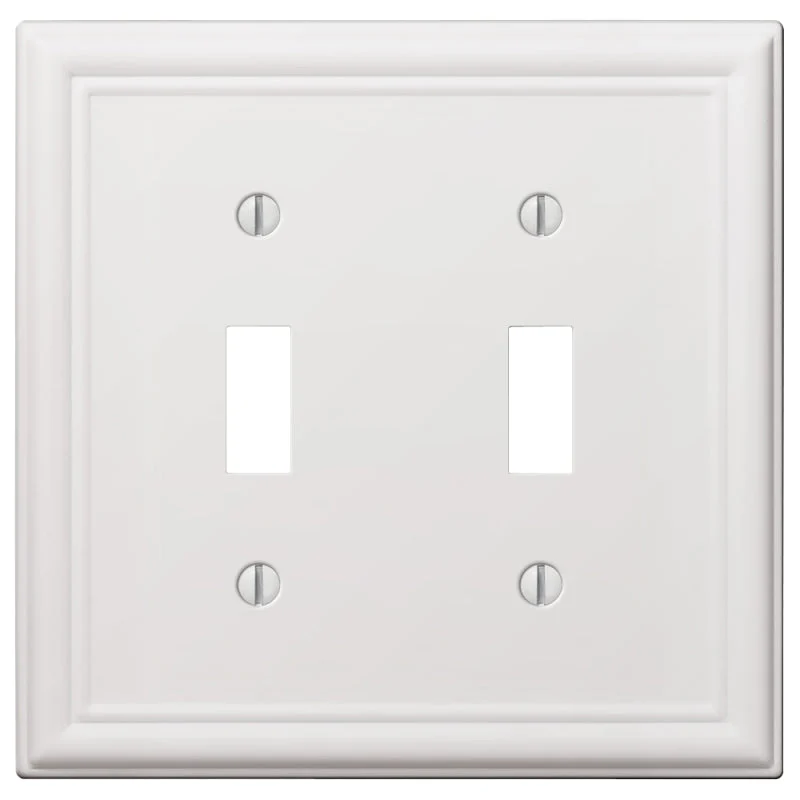 Amerelle 149TTW Wallplate, 4-7/8 in L, 4-15/16 in W, 2 -Gang, Steel, White, Pack of 3