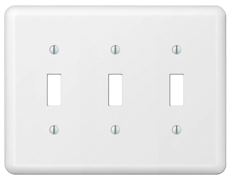 Amerelle Devon 935TTTW Wallplate, 5 in L, 6-9/16 in W, 3 -Gang, Steel, White, Pack of 3