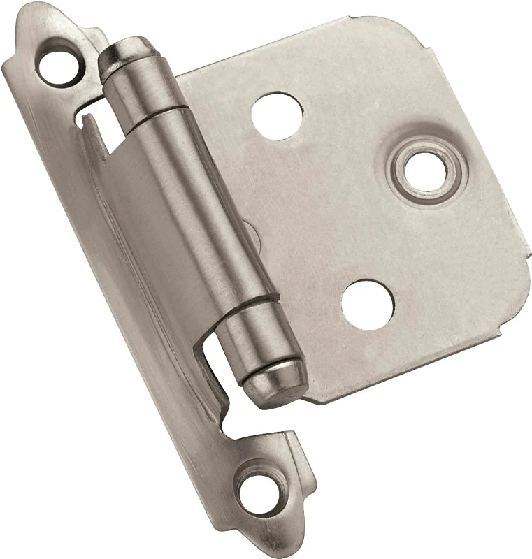 Amerock 1887612 Cabinet Hinge, 2-3/4 in L x 2 in W, Steel, Satin Nickel, 3/8 in Inset, Face Mounting