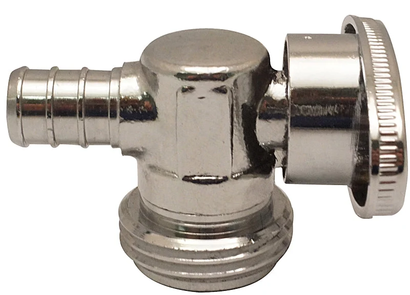 Apollo APXGHV1234 Garden Hose Valve, 1/2 x 3/4 in, Barb x MGHT, 200 psi Pressure, Brass Body, Chrome-Plated