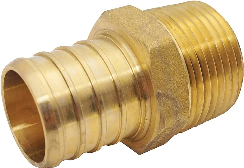 Apollo APXMA134 Hose Pipe Adapter, 1 x 3/4 in, Barb x MPT, PEX-B, Brass, 200 psi Pressure