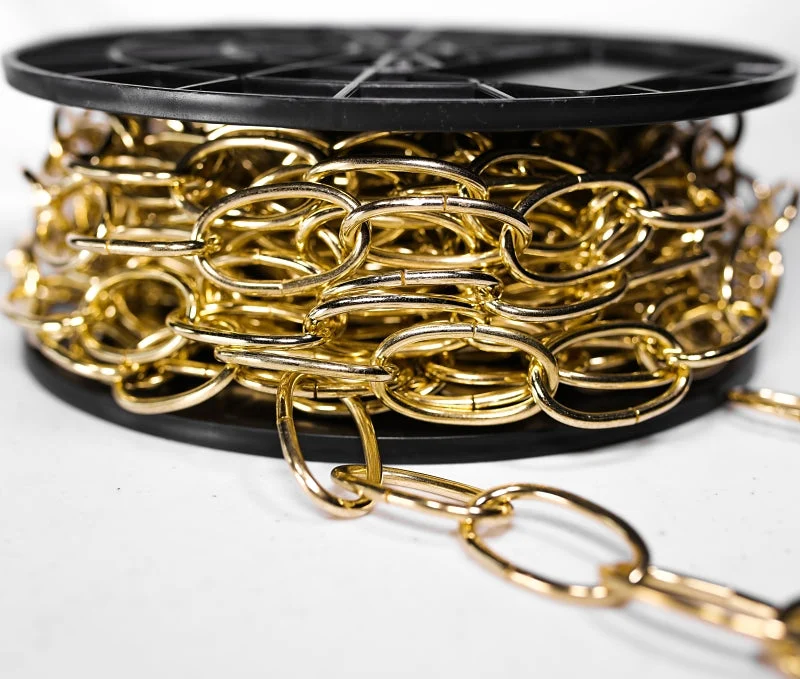 Baron 2200 Decorator Chain, #10, 40 ft L, 45 lb Working Load, Steel, Brass