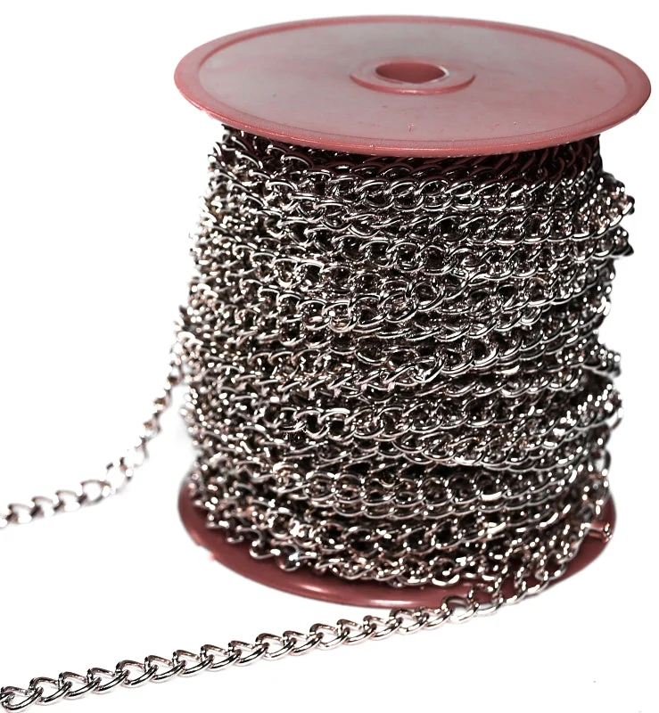Baron 7209 Twist Link Chain, #90, 82 ft L, 9 lb Working Load, Steel, Nickel
