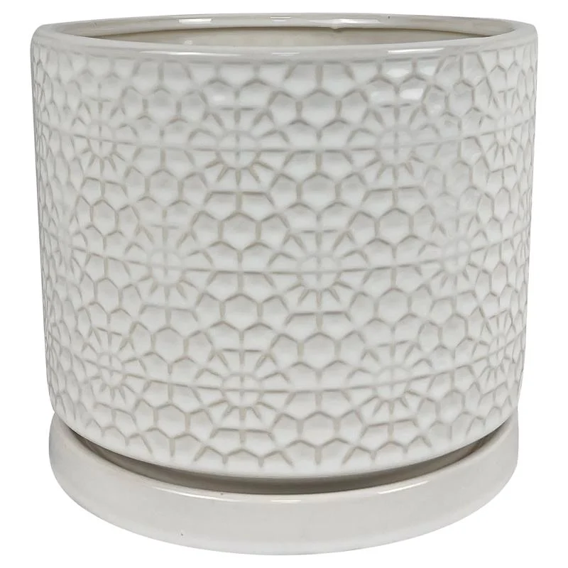 Border Concepts 10 in. D Ceramic Amelia Planter White