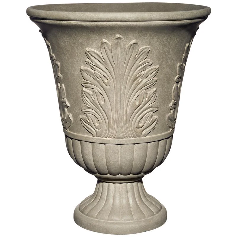 Classic Home & Garden 19 in. H X 16 in. D Plastic Larissa Urn Planter Sand