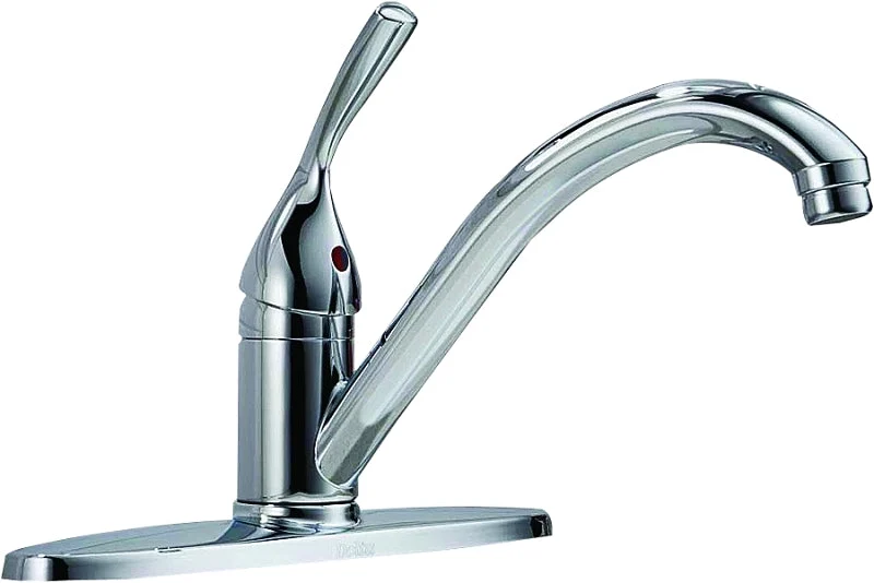 Delta Classic 100-DST Kitchen Faucet, 1.8 gpm, Metal, Chrome-Plated, Deck, Lever Handle, Swivel Spout