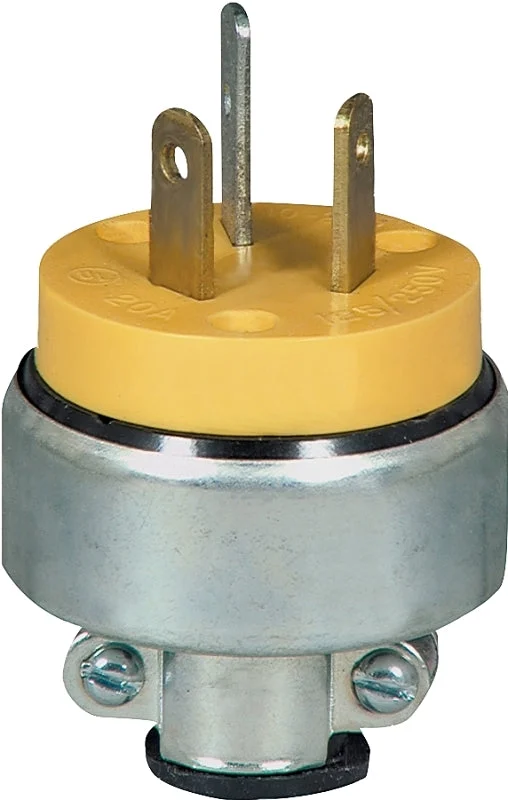 Eaton 2836-BOX Power Plug, 3-Pole, 30 A, 125 V, Screw, NEMA: NEMA 10-20P, Yellow