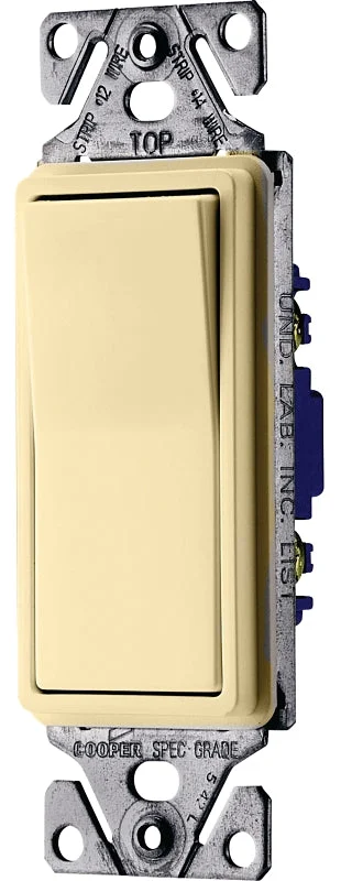Eaton 7500 Series C7503V-SP Rocker Switch, 15 A, 120/277 V, 3-Way, Lead Wire Terminal, Thermoplastic Housing Material
