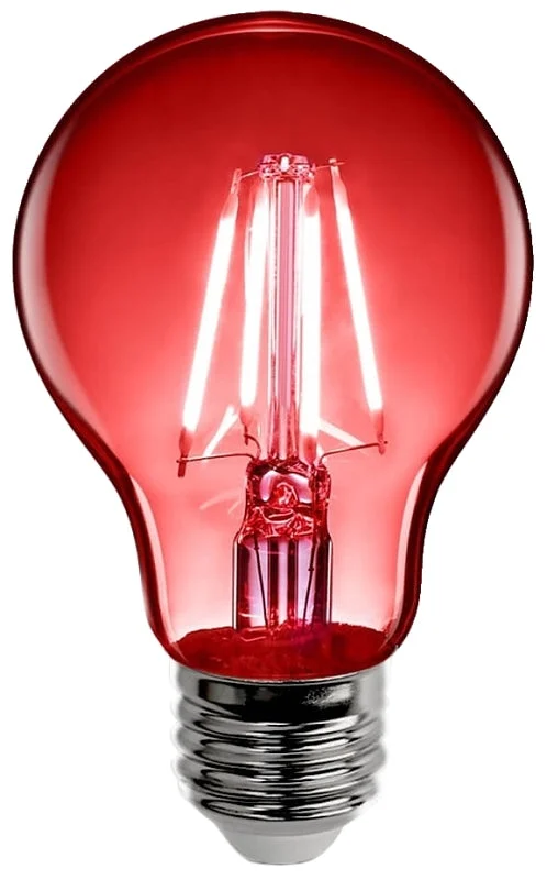 Feit Electric A19/TR/LED Filament LED Bulb, General-Purpose, A19 Lamp, E26 Medium Lamp Base, Dimmable, Clear, Red