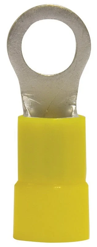 Gardner Bender 14-098 Ring Terminal, 600 V, 4 AWG Wire, 3/8 in Stud, Vinyl Insulation, Yellow, 4/PK