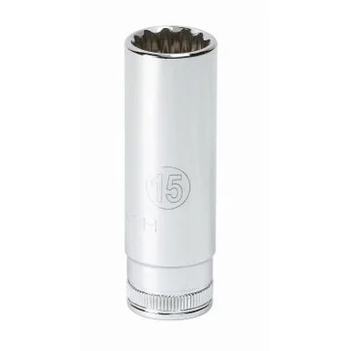 GearWrench 1/4 Inch Drive 12 Point Deep Metric Socket 15mm