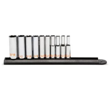 GEARWRENCH 10 Piece 1/4" Drive 6 Point SAE Hi-Viz Deep Socket Set
