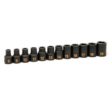 GEARWRENCH 12 Piece 1/2" Drive 6 Point Metric Hi-Viz Impact Socket Set