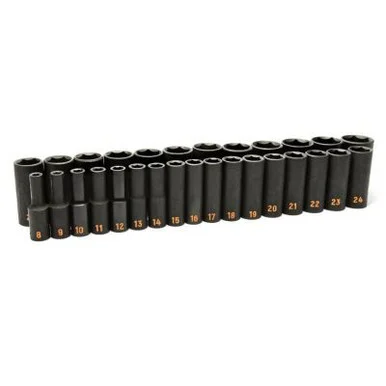 GEARWRENCH 29 Piece 1/2" Drive 6 Point Metric Hi-Viz Deep Impact Socket Set