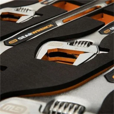 GEARWRENCH 4 Piece Adjustable Wrench Set with Foam Storage Tray