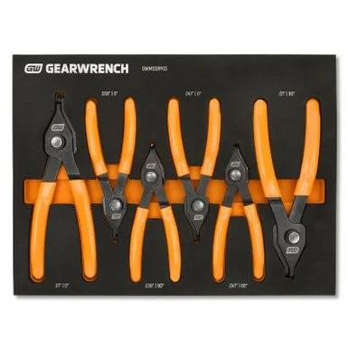 GEARWRENCH 6 Piece Convertible Push Button Snap Ring Pliers Set in Foam Tray