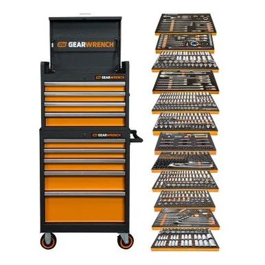 GearWrench 791 Piece MEGAMOD Master Mechanics Tool Set Inch Premium Modular Foam Trays with Tool Storage
