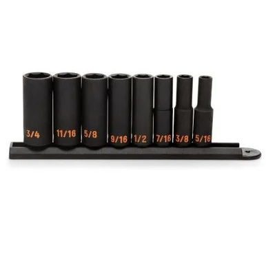 GEARWRENCH 8 Piece 3/8" Drive 6 Point SAE Hi-Viz Deep Impact Socket Set