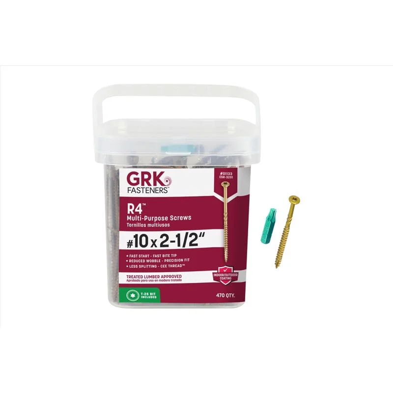 GRK Fasteners R4 No. 10 X 2-1/2 in. L Star Coated W-Cut Multi-Purpose Screws 470 pk