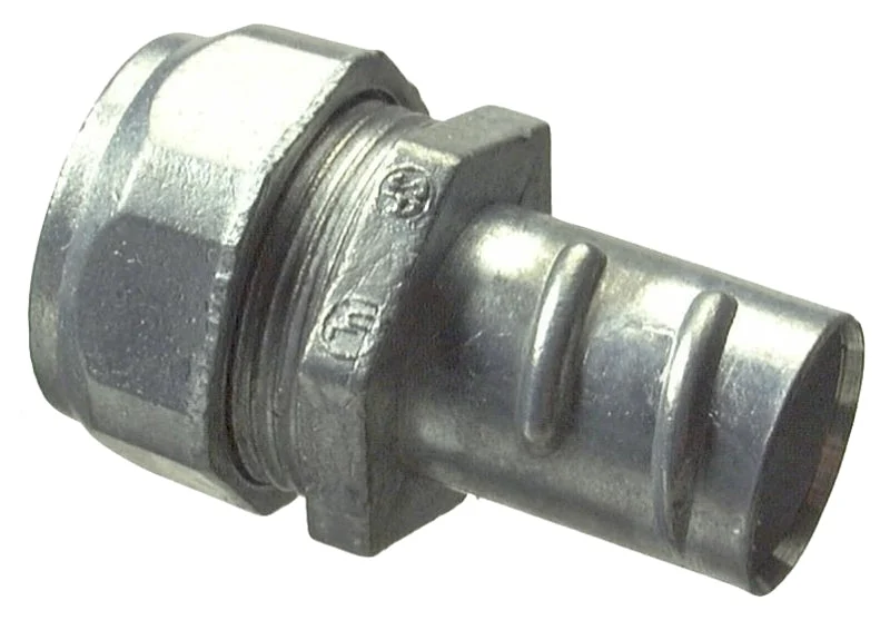 Halex 04905B EMT/Flex Combination Coupling, 1/2 in Compression, 1 in OD, Zinc-Plated, 50/BX