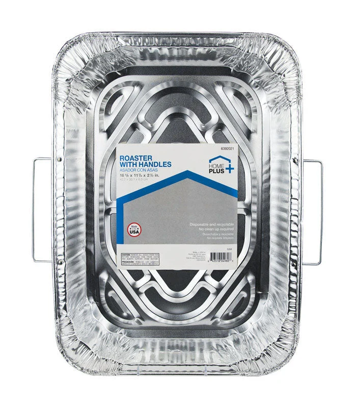 Home Plus Durable Foil 11-7/8 in. W X 16-5/8 in. L Roaster with Handles Silver