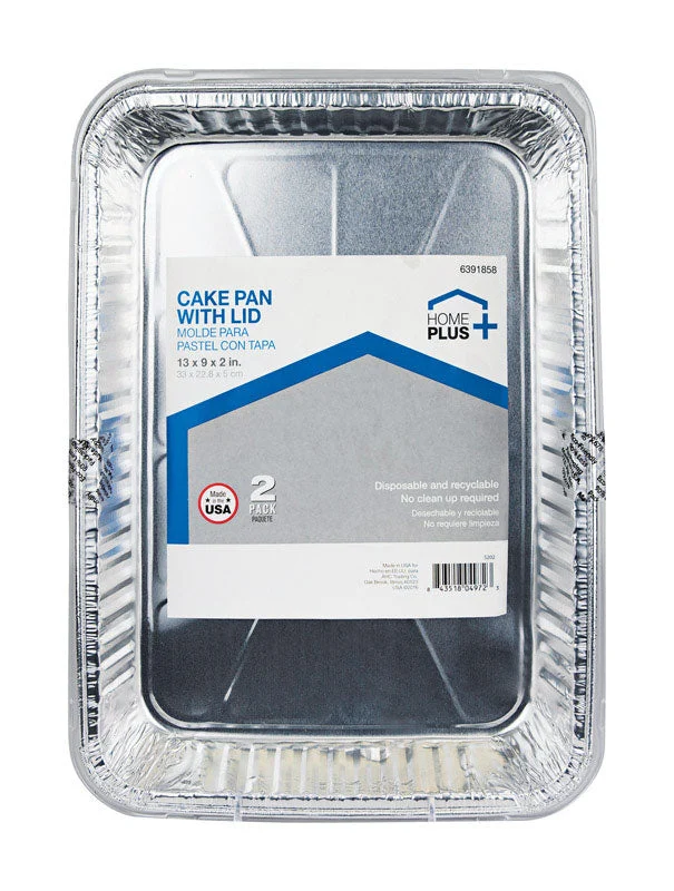 Home Plus Durable Foil 9 in. W X 13 in. L Cake Pan Silver 2 pk