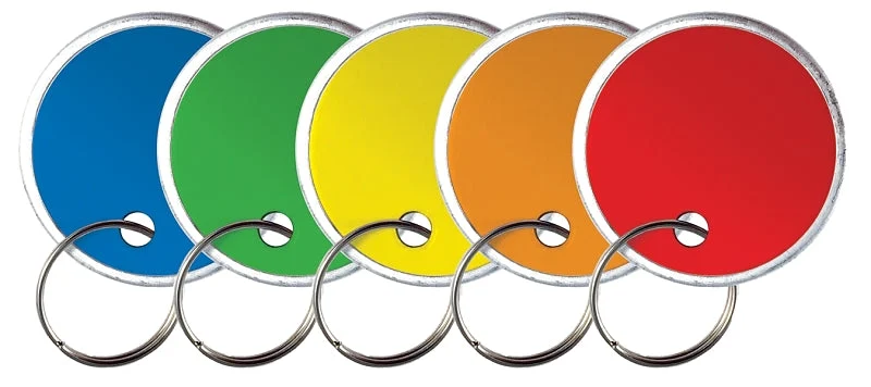 Hy-Ko KC380 Key Ring Tag, Metal, Multi-Color, Pack of 5