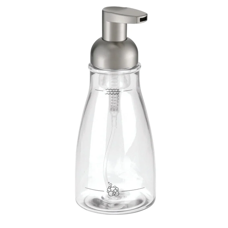 iDesign Brushed Nickel Clear Plastic Soap Pump