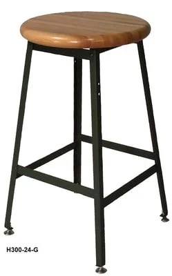 INDUSTRIAL SHOP STOOLS WOOD SEAT H302-2228-G