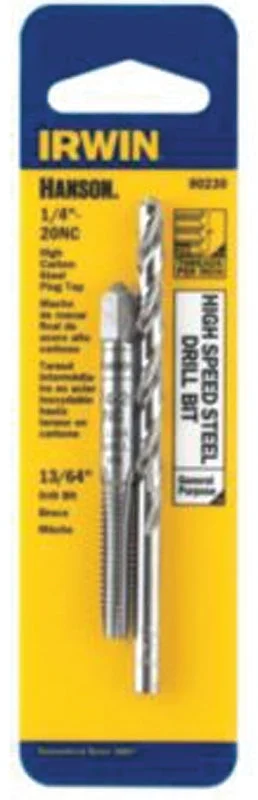 Irwin Hanson 80230 Tap and Drill Bit Set, HCS/HSS, 13/64 in Drill Bit