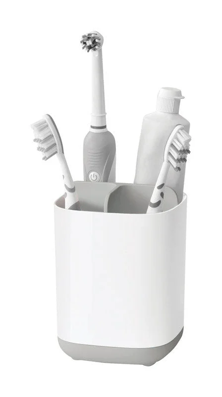 Joseph Joseph 4 Compartment Gray/White Plastic Toothbrush Holder