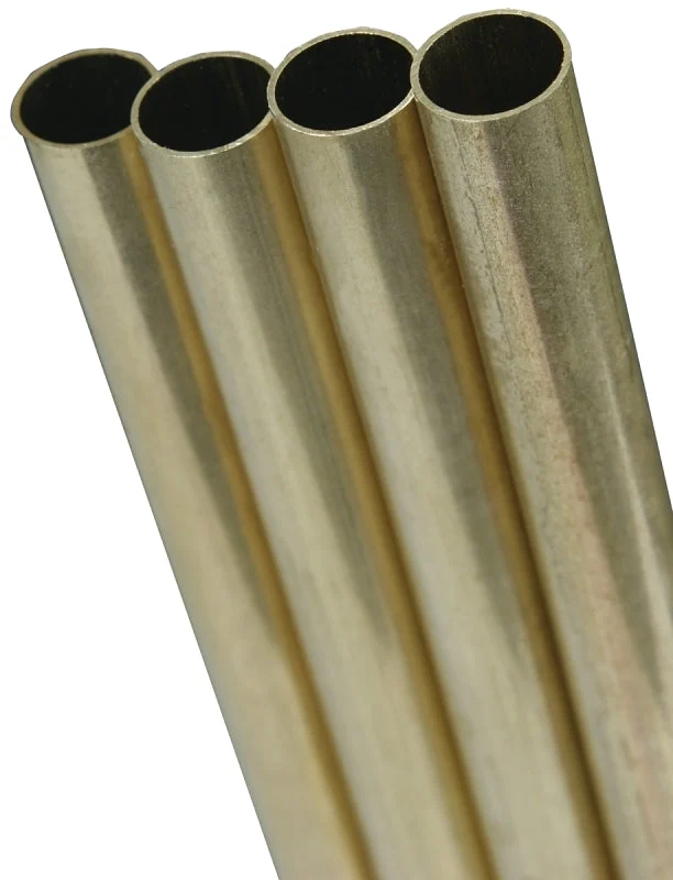 K & S 1148 Decorative Tube, Round, 36 in L, 7/32 in Dia, 0.014 in Wall, Brass, Pack of 6