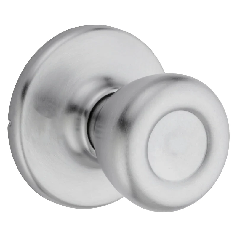 Kwikset 200T 26DALRCSV1 Passage Knob, Metal, Satin Chrome, 2-3/8 in Backset, 1-3/4 to 1-3/8 in Thick Door