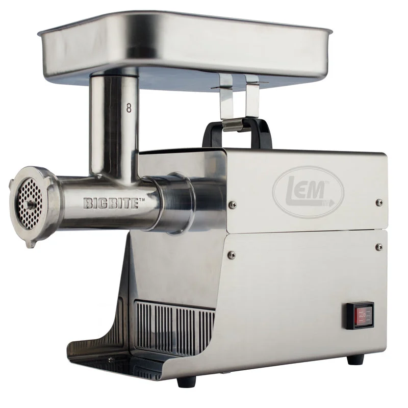 LEM Big Bite Brushed Silver 1 speed 7 lb #8 Electric Meat Grinder .5 HP