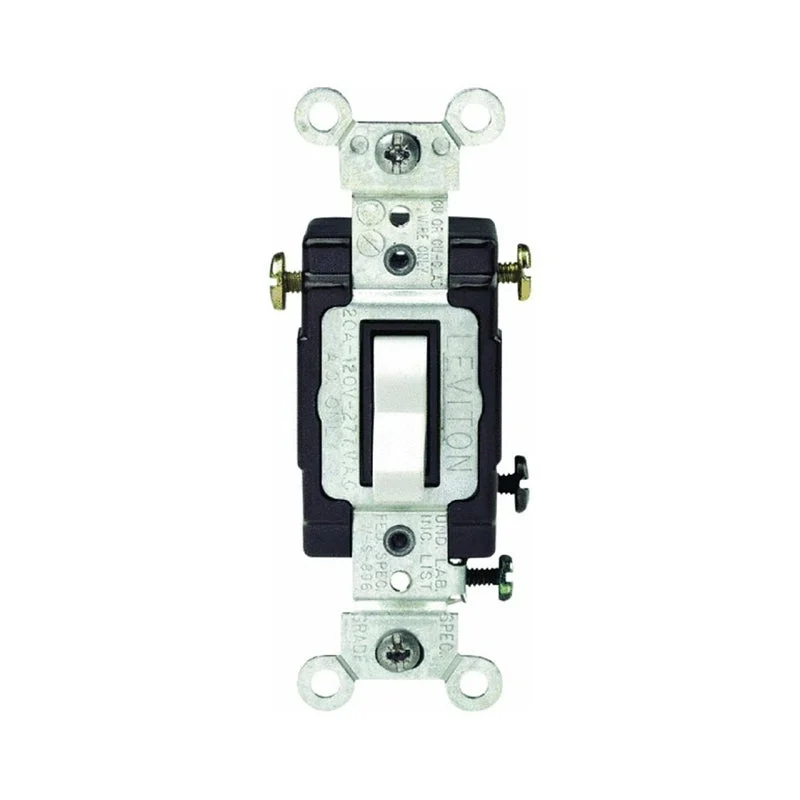 Leviton S04-CS320-2WS Series Toggle Switch, White, 20 A, 120/277 V, Screw, Side Wired Terminal