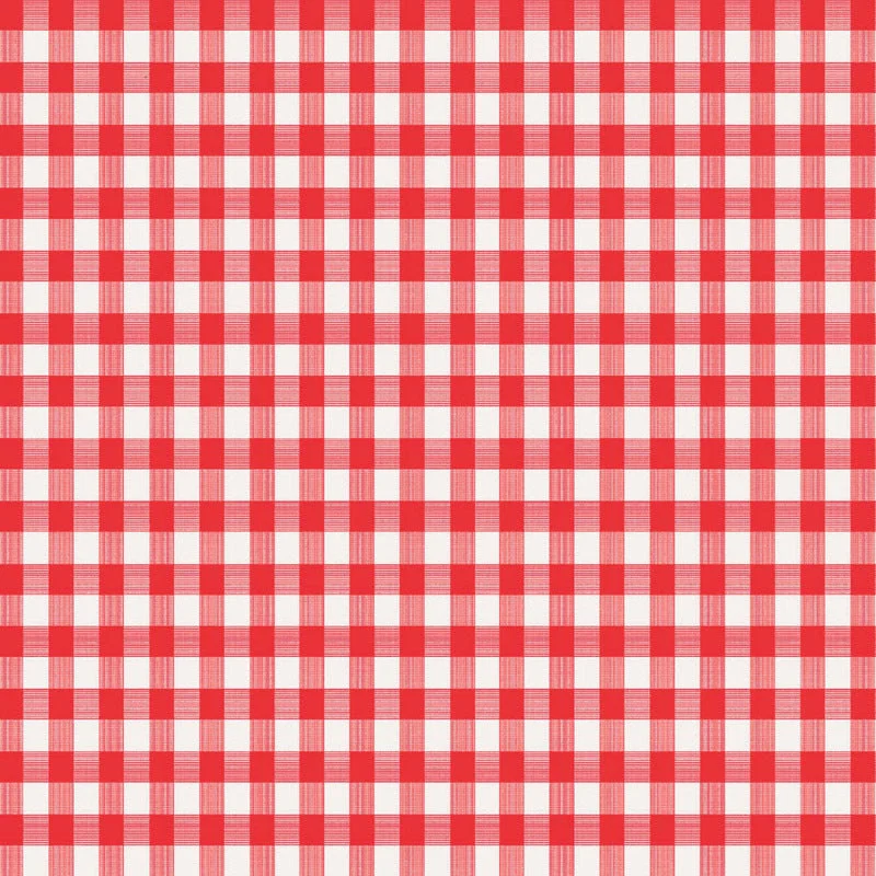 Magic Cover Red/White Checkered Vinyl Disposable Tablecloth 90 in. L X 52 in. W
