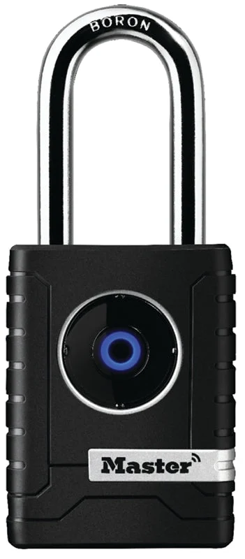 Master Lock 4401DLH Wide Bluetooth Padlock, Electronic Key, 11/32 in Dia Shackle, 2 in H Shackle, Boron Steel Shackle