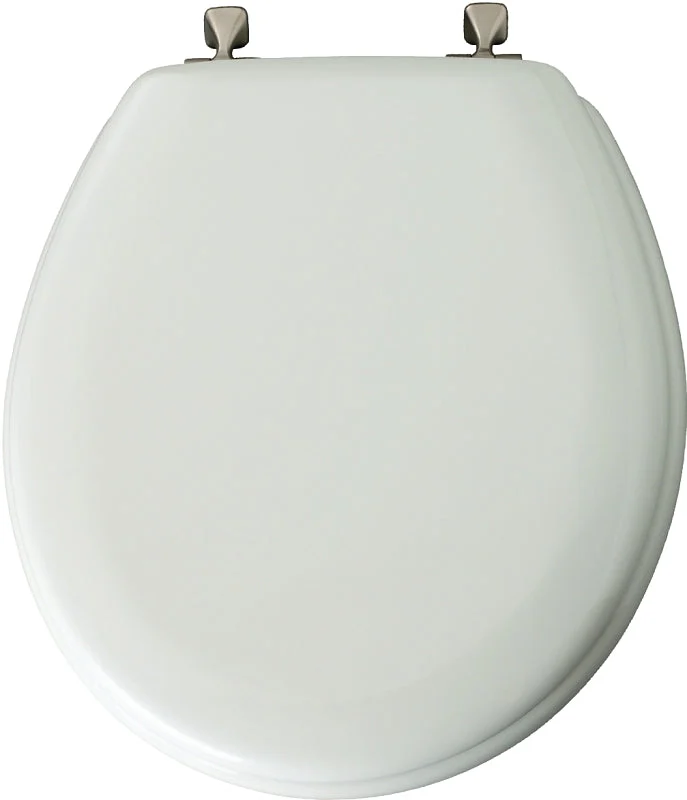 Mayfair 44BN000 Toilet Seat, Round, Wood, White, Classic, Non-Tarnish Hinge