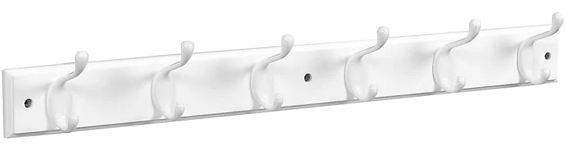 National Hardware B8170 S827-071 Series Hook Rail, Wall Mounting, 27 in L x 0.6 in W x 2.75 in H Dimensions, White, Wood