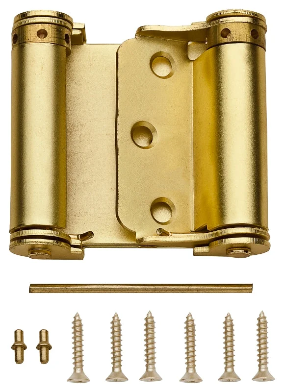 National Hardware N100-049 Spring Hinge, 3 in W, Steel, Satin Brass, Surface Mounting, 12 lb