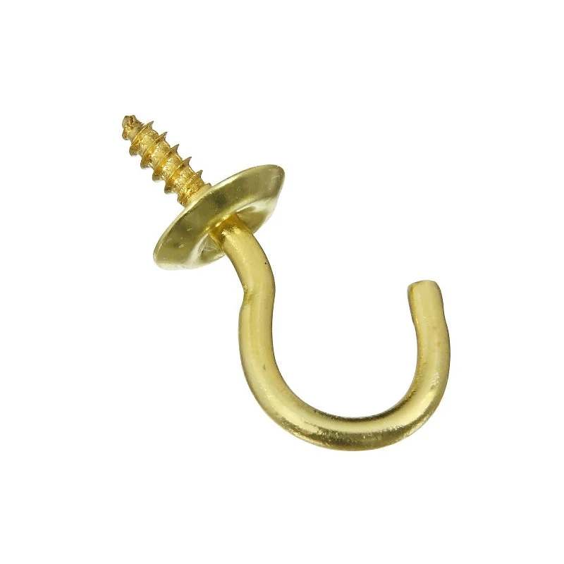 National Hardware N200-303 Cup Hook, 0.27 in Opening, 1.14 in L, Solid Brass