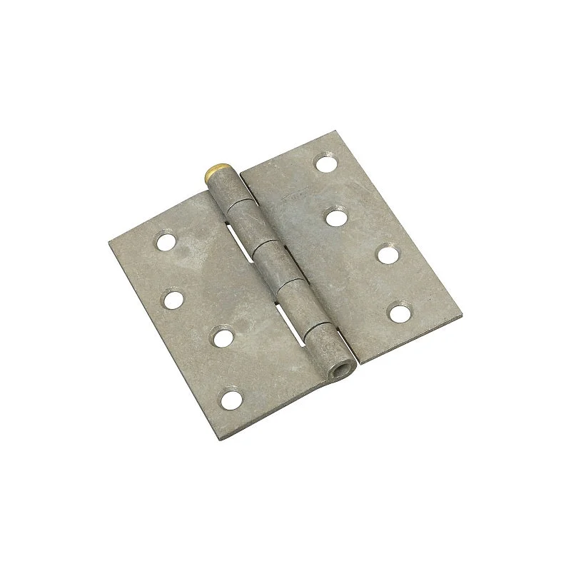 National Hardware N235-457 Broad Hinge, 4 in H Door Leaf, 4 in H Frame Leaf, 4 in L x 4 in W, Steel, Galvanized, 70 lb