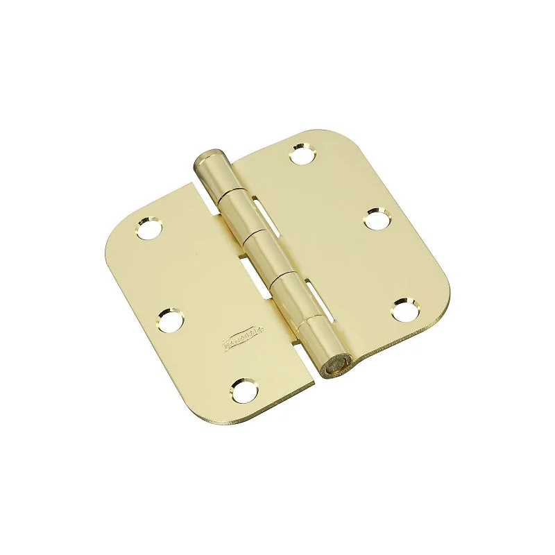 National Hardware N830-322 Door Hinge, 3-1/2 in H Frame Leaf, Steel, Polished Brass, Non-Rising, Removable Pin, Mortise