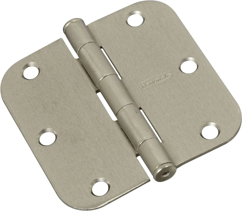 National Hardware N830-328 Door Hinge, 3-1/2 in H Door Leaf, 3-1/2 in L x 3-1/2 in W, Steel, Satin Nickel