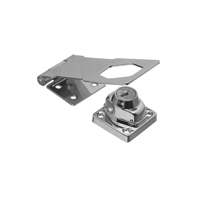 National Hardware VKA827 Series N206-953 Hasp Lock, 4-1/2 in L, Brass/Steel, Chrome-Plated