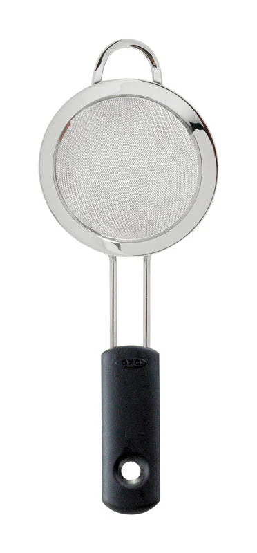 OXO Good Grips Silver/Black Stainless Steel Strainer