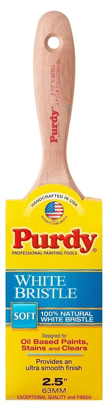 Purdy 380425 Trim Brush, Natural White, Hardwood Handle, 2-1/2 in W, Flat Brush, China Bristle, Beaver Tail Handle