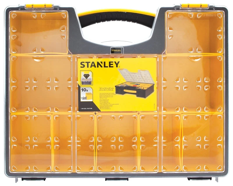 STANLEY 014710R Small Parts Organizer, 17-1/2 in L, 14 in W, 4-1/2 in H, 10-Compartment