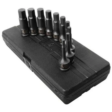 SUNEX 1/2 Inch Drive Metric 4 Inch Long Hex Impact Bit Socket Set - 10 Piece