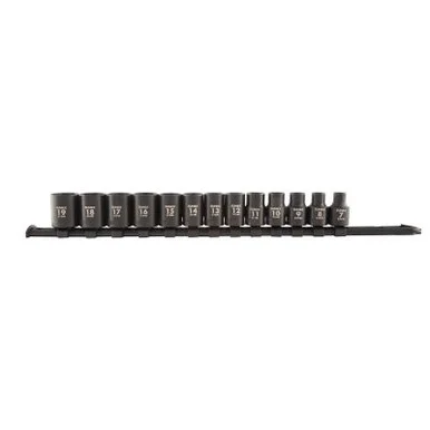 SUNEX 3/8" Dr. Metric Impact Socket Set on Rail